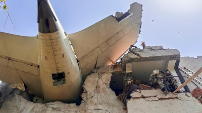 Remains of an Air India plane that crashed moments after taking off from the Ahmedabad airport, Thursday, June 12. (@CISFHQrs) Remains of an Air India plane that crashed moments after taking off from the Ahmedabad airport, Thursday, June 12. (@CISFHQrs)