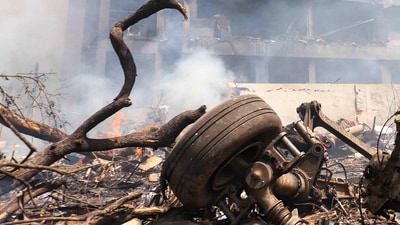 Debris of an Air India plane that crashed moments after taking off from the Ahmedabad airport, Thursday, June 12, 2025. (PTI) Debris of an Air India plane that crashed moments after taking off from the Ahmedabad airport, Thursday, June 12, 2025. (PTI)