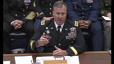 Army Gen. Michael E. Kurilla, commander of US Central Command, testifies at a House Armed Services Committee hearing in Washington examining Defense Department policies, programs and activities in the Middle East and Africa (US DOD) Army Gen. Michael E. Kurilla, commander of US Central Command, testifies at a House Armed Services Committee hearing in Washington examining Defense Department policies, programs and activities in the Middle East and Africa (US DOD)