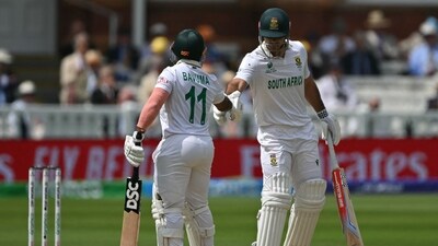Temba Bavuma and David Bedingham ensured South Africa had a successful morning session, putting together their only substantial partnership. Bedingham top-scored with 45. (AFP) Temba Bavuma and David Bedingham ensured South Africa had a successful morning session, putting together their only substantial partnership. Bedingham top-scored with 45. (AFP)