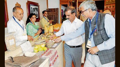 Himachal CM Sukhvinder Singh Sukhu visits an exhibition during a state-level conference in Shimla on Thursday. (HT Photo) Himachal CM Sukhvinder Singh Sukhu visits an exhibition during a state-level conference in Shimla on Thursday. (HT Photo)