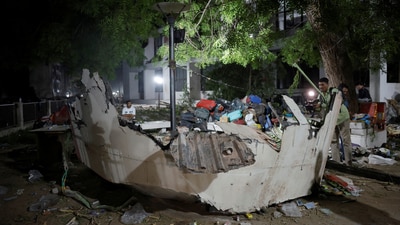 Debris lies at the crash site after an Air India aircraft, bound for London's Gatwick Airport, crashed during take-off from an airport in Ahmedabad, India June 12, 2025. REUTERS/Adnan Abidi (REUTERS)