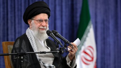 Iran's Supreme Leader Ayatollah Ali Khamenei speaks during a meeting in Tehran (Reuters)