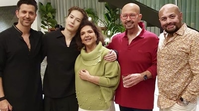 Jackson Wang with Hrithik Roshan and his family. Jackson Wang with Hrithik Roshan and his family.