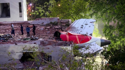 Remains of the Air India plane that crashed moments after taking off from the Ahmedabad airport. (PTI) Remains of the Air India plane that crashed moments after taking off from the Ahmedabad airport. (PTI)