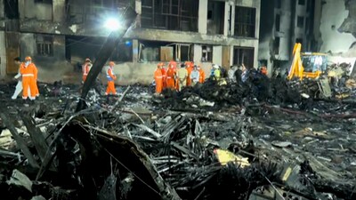 Ahmedabad: Rescue and relief work underway following the Air India plane crash. (PTI) Ahmedabad: Rescue and relief work underway following the Air India plane crash. (PTI)