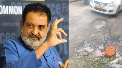 Mohandas Pai shared an image of a shoddy pothole fix that appeared to be nothing more than a patchwork of loose stones. (X/Mohandas Pai) Mohandas Pai shared an image of a shoddy pothole fix that appeared to be nothing more than a patchwork of loose stones. (X/Mohandas Pai)