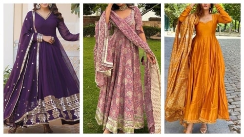 For acing the Anarkali look at parties, go big, bold and bejewelled with ornate fabric, patterns or texture. (Shutterstock) For acing the Anarkali look at parties, go big, bold and bejewelled with ornate fabric, patterns or texture. (Shutterstock)