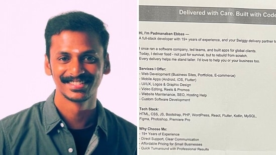 Ex-entrepreneur who now delivers for Swiggy, trying to rebuild his business from scratch. (X/@nithinkumrr)
