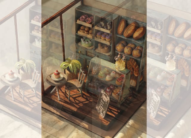 Sailee Samel creates mini-vada pao carts, vintage bakery nooks, and chai tapris. (INSTAGRAM/@THEYELLOWBRUSHH) Sailee Samel creates mini-vada pao carts, vintage bakery nooks, and chai tapris. (INSTAGRAM/@THEYELLOWBRUSHH)