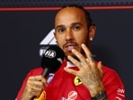 Lewis Hamilton of Ferrari speaks in the Drivers Press Conference during previews ahead of the F1 Grand Prix of Canada.