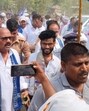 The BSP delegation led by state president Vishwanath Pal in Lohanda village on Thursday. (HT Photo)