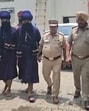 The two nihangs, accused of the murder of social media influencer Kanchan Kumari, in custody at the Bathinda Cantt police station on Friday. (Sanjeev Kumar/HT)
