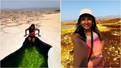 Travel vlogger Vidya Ravishanker describes her rewarding experience in the Danakil Depression, known for its extreme heat and surreal geological features. (Instagram/@explore_with_vids) Travel vlogger Vidya Ravishanker describes her rewarding experience in the Danakil Depression, known for its extreme heat and surreal geological features. (Instagram/@explore_with_vids)