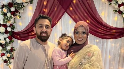 Akeel Nanabawa, his wife Hannaa and their four-year-old daughter Sara (PA Media)