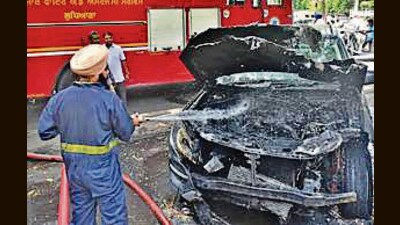 A fireman at mishap site. (HT Photo)