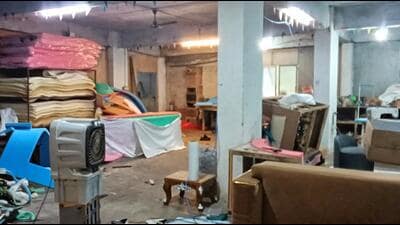 A hall at the Brahmkunj complex located in the Kanpur road scheme of the LDA has allegedly been converted into a warehouse. (Mushtaq Ali/HT Photo) A hall at the Brahmkunj complex located in the Kanpur road scheme of the LDA has allegedly been converted into a warehouse. (Mushtaq Ali/HT Photo)