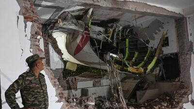 A part of the plane at the BJ Medical College’s hostel in Ahmedabad on Friday. (Raju Shinde/HT) A part of the plane at the BJ Medical College’s hostel in Ahmedabad on Friday. (Raju Shinde/HT)