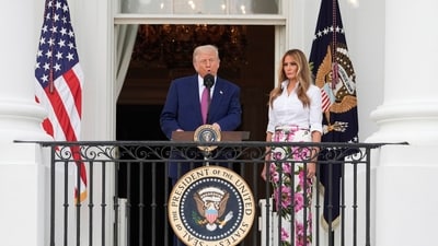 President Donald Trump speaks as first lady Melania Trump listens during the congressional picnic on the South Lawn of the White House, Thursday, June 12, 2025, in Washington. (AP/PTI)(AP06_13_2025_000006B) (AP) President Donald Trump speaks as first lady Melania Trump listens during the congressional picnic on the South Lawn of the White House, Thursday, June 12, 2025, in Washington. (AP/PTI)(AP06_13_2025_000006B) (AP)