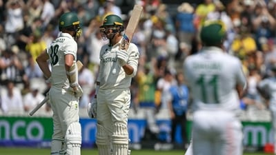 Mitchell Starc and Josh Hazlewood put on 59 runs for the final wicket. (AFP) Mitchell Starc and Josh Hazlewood put on 59 runs for the final wicket. (AFP)
