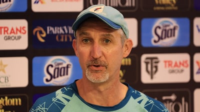 Pakistan head coach Jason Gillespie during a press conference. (REUTERS)
