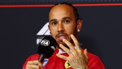 Lewis Hamilton of Ferrari speaks in the Drivers Press Conference during previews ahead of the F1 Grand Prix of Canada. (Getty Images via AFP) Lewis Hamilton of Ferrari speaks in the Drivers Press Conference during previews ahead of the F1 Grand Prix of Canada. (Getty Images via AFP)