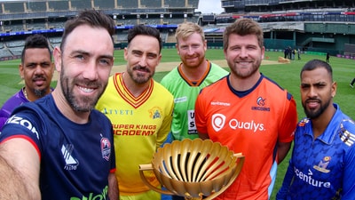 Franchise captains in Major League Cricket 2025 pose with the trophy. (X) Franchise captains in Major League Cricket 2025 pose with the trophy. (X)