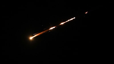 A missile launched from Iran is seen from Jerusalem (REUTERS)