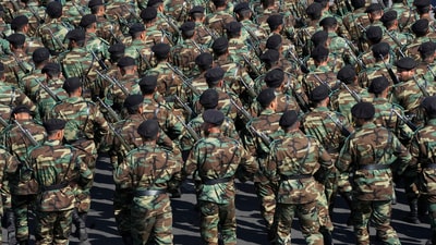 Iranian army cadets conclude their march during a parade commemorating National Army Day in front of the shrine of the late revolutionary founder Ayatollah Khomeini, just outside Tehran, Iran, Friday, April 18, 2025. (AP) Iranian army cadets conclude their march during a parade commemorating National Army Day in front of the shrine of the late revolutionary founder Ayatollah Khomeini, just outside Tehran, Iran, Friday, April 18, 2025. (AP)