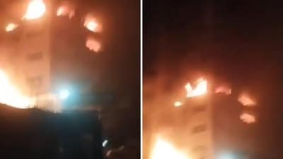 A burning building in Iran’s Tehran after Israel's military strikes. (Screengrab) A burning building in Iran’s Tehran after Israel's military strikes. (Screengrab)