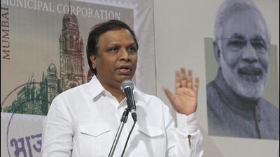 Mumbai, India – February 7, 2017: Mumbai BJP President Ashish Shelar during the party's manifesto releasing function for BMC elections at Vasant Smurti, in Mumbai, India, on Tuesday, Feb 07, 2017. (Photo by Bhushan Koyande/HT) Mumbai, India – February 7, 2017: Mumbai BJP President Ashish Shelar during the party's manifesto releasing function for BMC elections at Vasant Smurti, in Mumbai, India, on Tuesday, Feb 07, 2017. (Photo by Bhushan Koyande/HT)