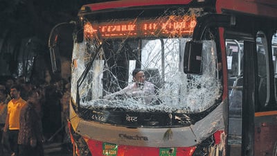 Mumbai, India. Dec 10, 2024: Seven people dead, 20 injured as a BEST bus collided with several vehicles in the Kurla area of Mumbai. Mumbai, India. Dec 10, 2024. (Photo by Raju Shinde/HT Photo) (Hindustan Times) Mumbai, India. Dec 10, 2024: Seven people dead, 20 injured as a BEST bus collided with several vehicles in the Kurla area of Mumbai. Mumbai, India. Dec 10, 2024. (Photo by Raju Shinde/HT Photo) (Hindustan Times)