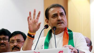 Nagpur, May 23 (ANI): Nationalist Congress Party (NCP) MP Praful Patel addresses the gathering during the Vidarbha Melava, in Nagpur on Friday. (ANI Photo) (Snehal Sontakke)
