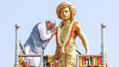 Prime Minister Narendra Modi pays his respects to legendary tribal leader and freedom fighter Bhagwan Birsa Munda. (Photo from X) Prime Minister Narendra Modi pays his respects to legendary tribal leader and freedom fighter Bhagwan Birsa Munda. (Photo from X)