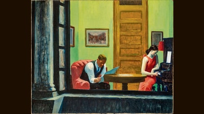 Room in New York (1932) by the American realist Edward Hopper. (Image Courtesy University of Nebraska) Room in New York (1932) by the American realist Edward Hopper. (Image Courtesy University of Nebraska)