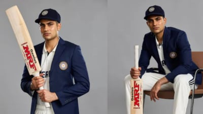 Shubman Gill with his new MRF bat (BCCI) Shubman Gill with his new MRF bat (BCCI)