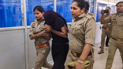 Sonam Raghuvanshi, the Indore woman accused of plotting her husband's murder during their honeymoon in Meghalaya, being brought for medical examination at a hospital, in Ghazipur, Monday, June 9, 2025. (PTI) Sonam Raghuvanshi, the Indore woman accused of plotting her husband's murder during their honeymoon in Meghalaya, being brought for medical examination at a hospital, in Ghazipur, Monday, June 9, 2025. (PTI)