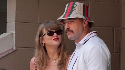 Taylor Swift and  NFL star Travis Kelce during the US Open last year. (AFP File)