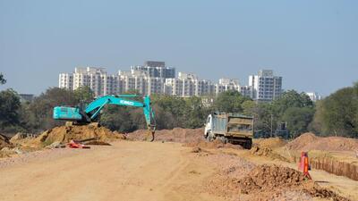 The Global City Project under construction in Gurugram’s Sector 36 on Friday. (Parveen Kumar/HT Photo) The Global City Project under construction in Gurugram’s Sector 36 on Friday. (Parveen Kumar/HT Photo)
