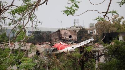 The crash site of Air India Boeing 787-8 Dreamliner aircraft in Ahmedabad. (REUTERS) The crash site of Air India Boeing 787-8 Dreamliner aircraft in Ahmedabad. (REUTERS)