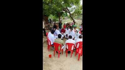 The five-member investigation team formed by State Backward Classes Commission of UP in Lohanda village in Kaushambi on Friday (HT Photo) The five-member investigation team formed by State Backward Classes Commission of UP in Lohanda village in Kaushambi on Friday (HT Photo)