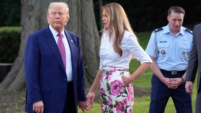 President Donald Trump and first lady Melania Trump talk during the congressional picnic on the South Lawn of the White House, Thursday, June 12, 2025, in Washington. (AP Photo/Alex Brandon) (AP) President Donald Trump and first lady Melania Trump talk during the congressional picnic on the South Lawn of the White House, Thursday, June 12, 2025, in Washington. (AP Photo/Alex Brandon) (AP)
