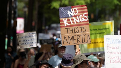 ‘No Kings’ protests are happening tomorrow across the US. (REUTERS)
