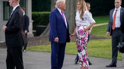 US President Donald Trump and First Lady Melania Trump during the Congressional picnic on the South Lawn of the White House in Washington, DC, US, on Thursday, June 12, 2025. Senate Republicans seeking to put their mark on the House-passed tax-and-immigration package are considering raising the state and local tax deduction cap to $30,000, lower than the House's $40,000 plan. Photographer: Al Drago/Bloomberg (Bloomberg) US President Donald Trump and First Lady Melania Trump during the Congressional picnic on the South Lawn of the White House in Washington, DC, US, on Thursday, June 12, 2025. Senate Republicans seeking to put their mark on the House-passed tax-and-immigration package are considering raising the state and local tax deduction cap to $30,000, lower than the House's $40,000 plan. Photographer: Al Drago/Bloomberg (Bloomberg)