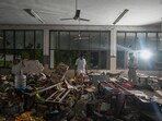 Army officials at the BJ Medical College, where the Air India flight crashed on June 12 in Ahmedabad. Army officials at the BJ Medical College, where the Air India flight crashed on June 12 in Ahmedabad.