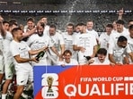 New Zealand's football team celebrates qualification for the 2026 FIFA World Cup in North America. New Zealand's football team celebrates qualification for the 2026 FIFA World Cup in North America.