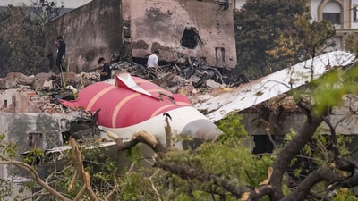 Ahmedabad: Remains of the crashed Air India plane lie on a building, in Ahmedabad, Friday, June 13, 2025. (PTI) Ahmedabad: Remains of the crashed Air India plane lie on a building, in Ahmedabad, Friday, June 13, 2025. (PTI)