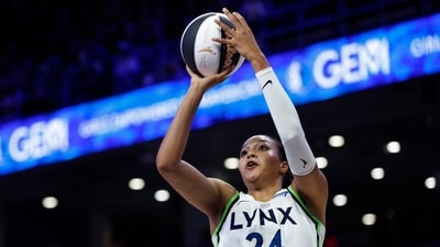 Napheesa Collier #24 of the Minnesota Lynx shoots the ball against the Dallas Wings during the first half at College Park Center on June 8, 2025 in Arlington, Texas. (Getty Images via AFP) Napheesa Collier #24 of the Minnesota Lynx shoots the ball against the Dallas Wings during the first half at College Park Center on June 8, 2025 in Arlington, Texas. (Getty Images via AFP)