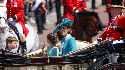 Britain's Catherine, Princess of Wales rides in a carriage, as part of the Trooping the Colour parade to honour Britain's King Charles on his official birthday in London, Britain, June 14, 2025. REUTERS/Toby Melville (REUTERS)