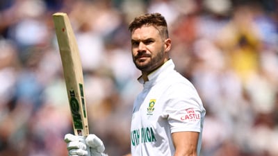 Aiden Markram couldn't stay at the crease to finish the job, but received a huge standing ovation from the Lord's crowd after walking off having scored 136. A match-winning effort from the South African batter. (Action Images via Reuters)
